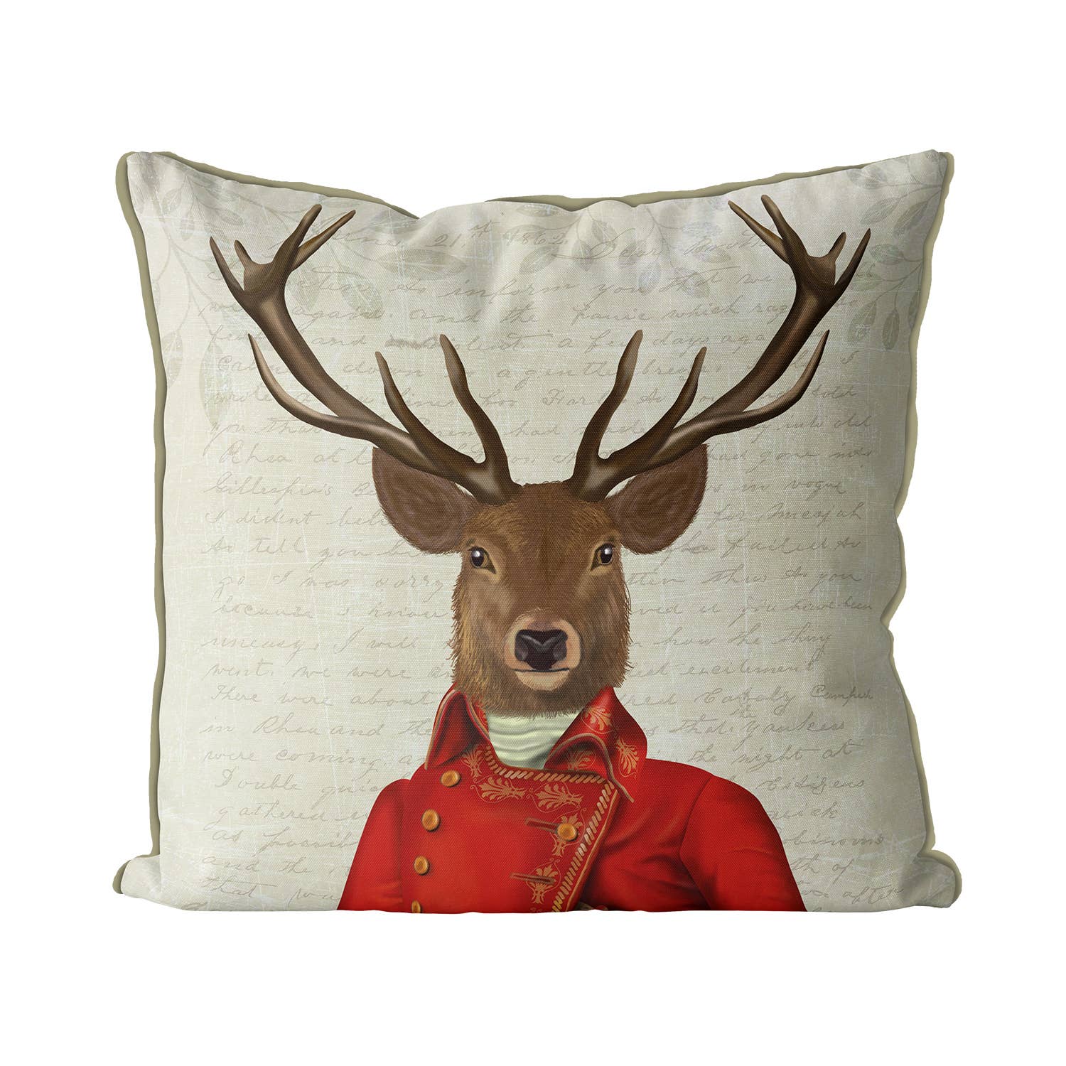 FabFunky Ltd - Wholesale Throw/Decorative Pillow - Deer in Red and Gold Jacket Fall Throw Pillow Patio cushion