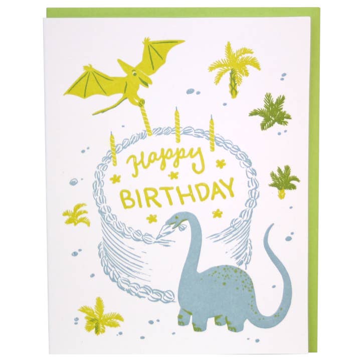 Carte d'anniversaire Dinosaure Bakers pour la vente par Smudge Ink