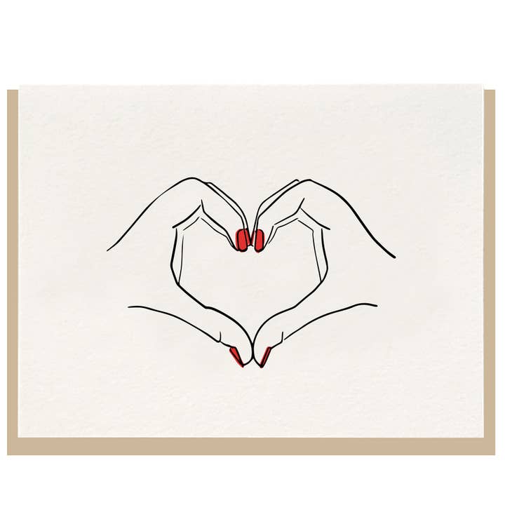 Carte de vœux Heart Hands - Letterpress Love pour la vente par Dahlia Press