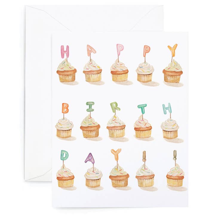 Fødselsdag Cupcakes lykønskningskort for engroshandel hos Lana's Shop