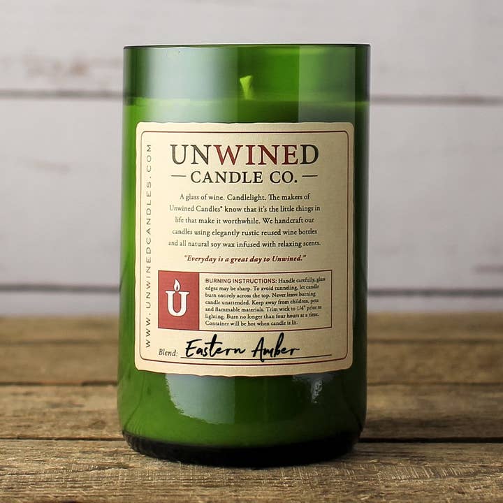 Eastern Amber Signature Series - Wine Bottle Candle for wholesale by Unwined Candles