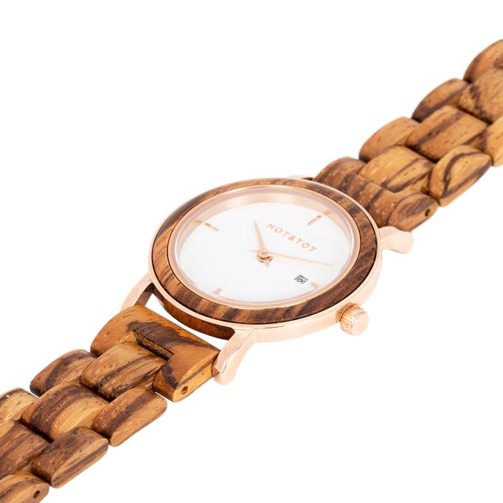 HOT&TOT - Wholesale Wrist Watch - Women's - EOS | Wood watch for women | Sustainable | Rose gold steel