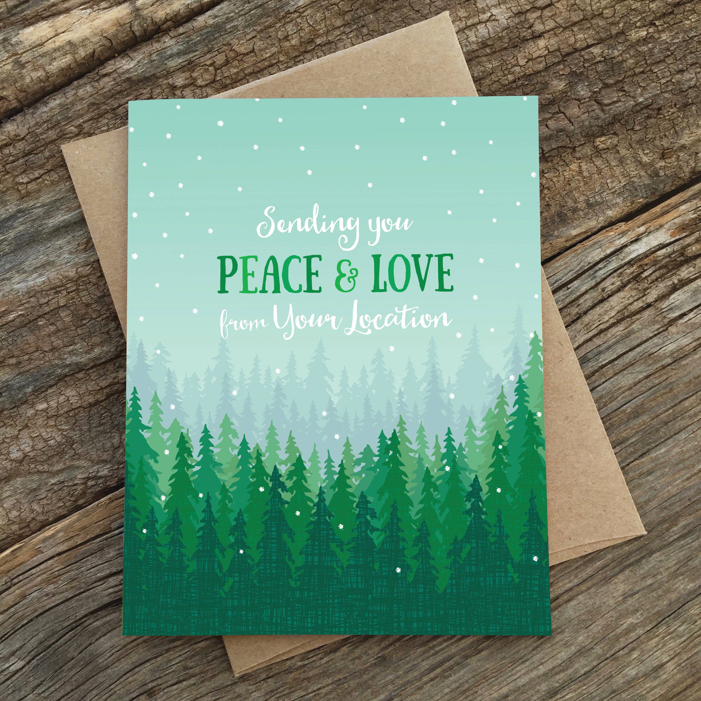 Modern Printed Matter - Wholesale Season's Greetings Card - Custom Holiday Card - Snowy Trees - Box of 81