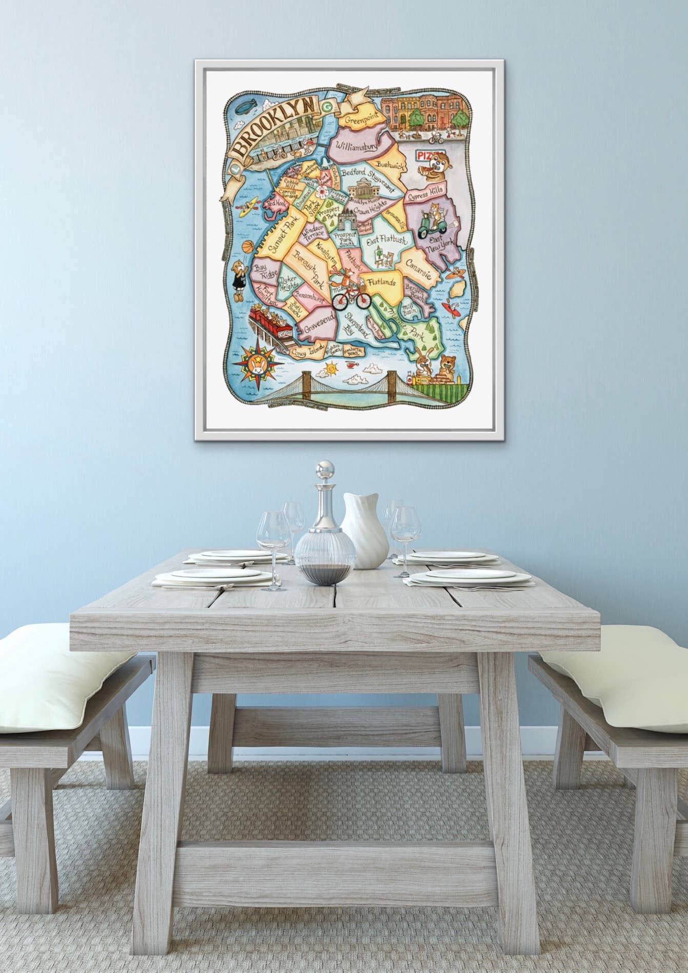 SepiaLepus Illustration - Wholesale Art Print - 16" x 20" Brooklyn NYC Map Art Print1