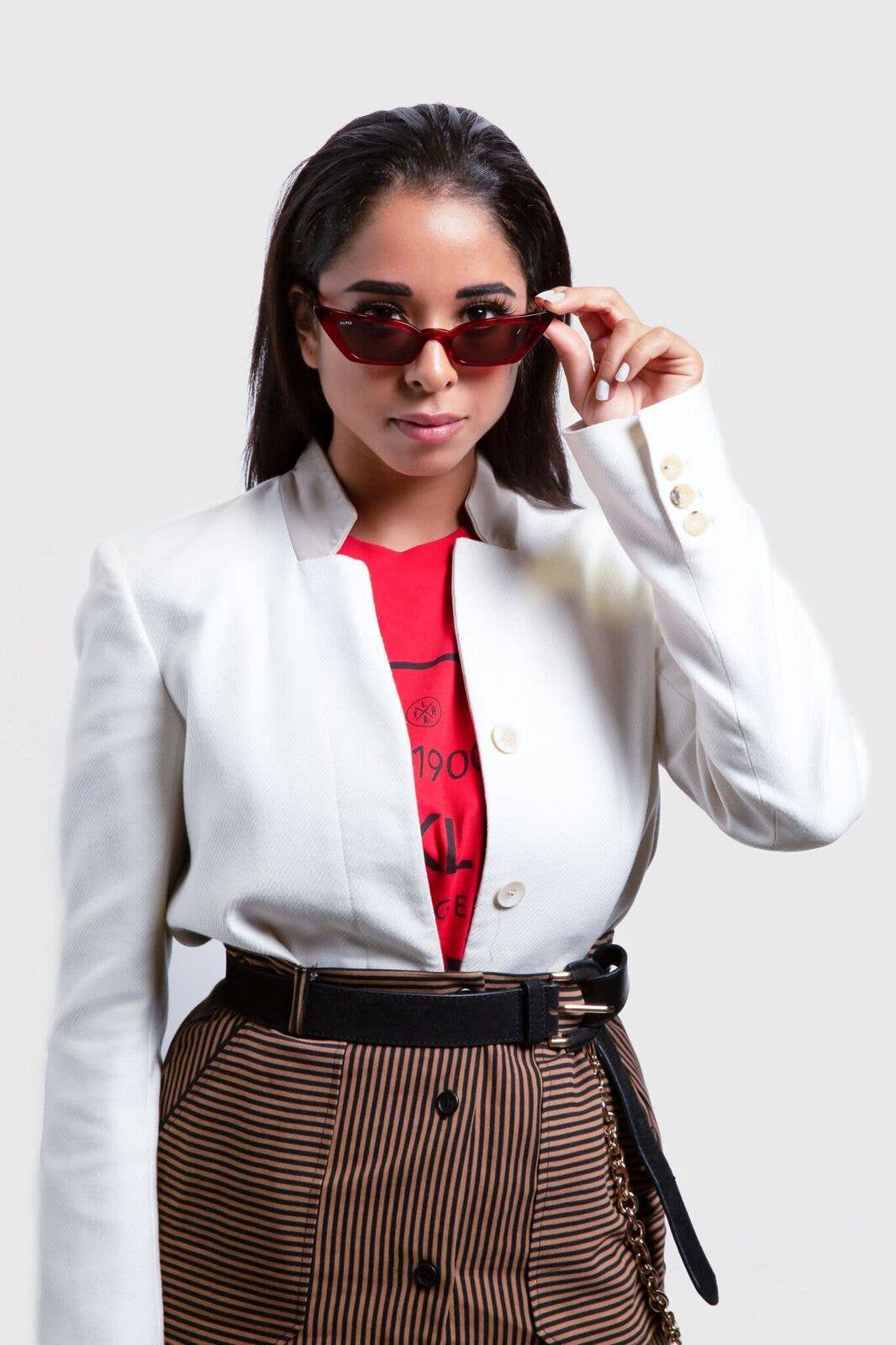 GLVSS - Wholesale Sunglasses - Unisex - The Flirt - Clear Red(Italian Acetate Frame)1