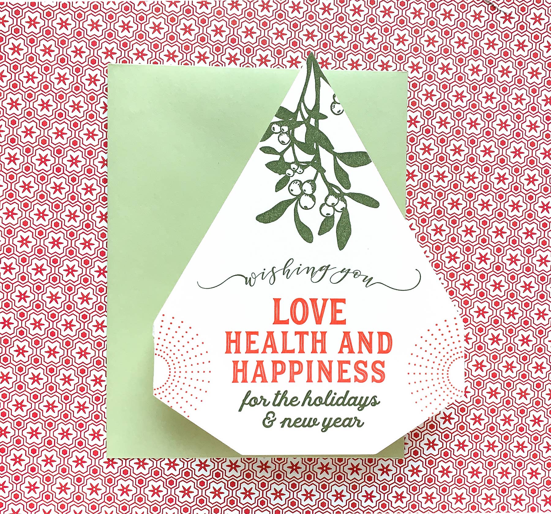 Blackbird Letterpress – wholesale Season’s Greetings card – mistletoe wish card3