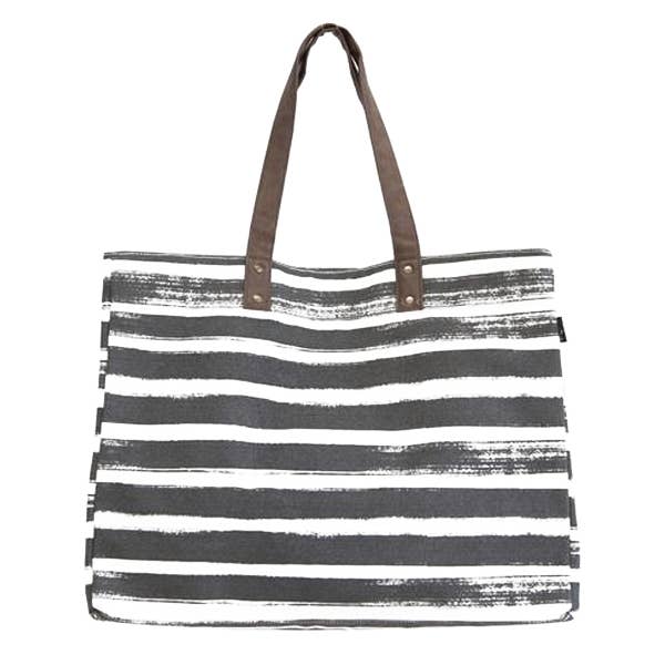Carryall Tote, Stripes Charcoal for wholesale by MAIKA