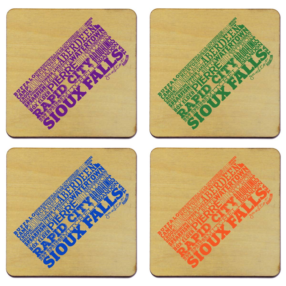 Torched Products - Wholesale Coasters - State Typography Coaster- Set of 442