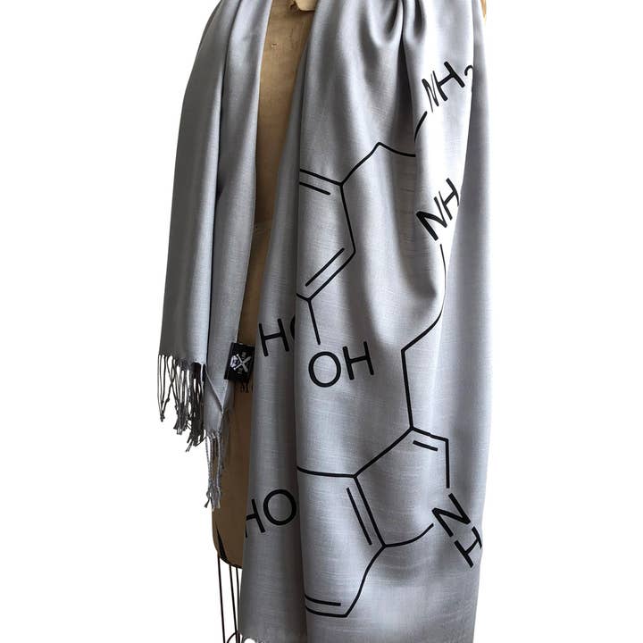 Cyberoptix Tie Lab - Wholesale Scarf - Unisex - Serotonin & Dopamine Linen-Weave Scarf, Happiness Molecule