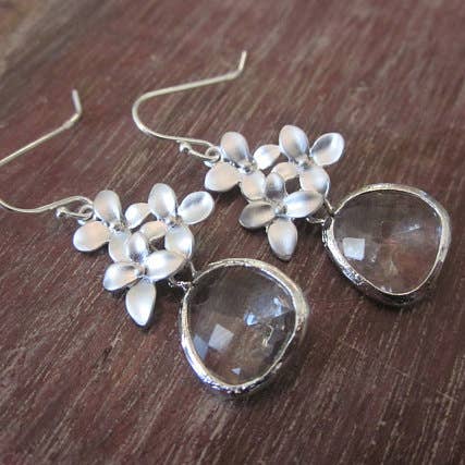 Silver Clear Earrings for wholesale by Laalee Jewelry