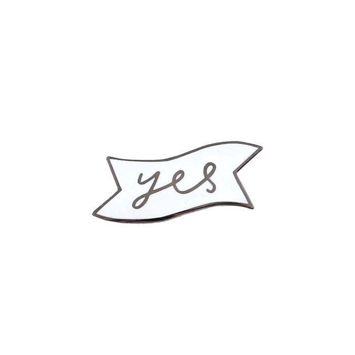 Yes Banner Enamel Pin for wholesale by Old English Company