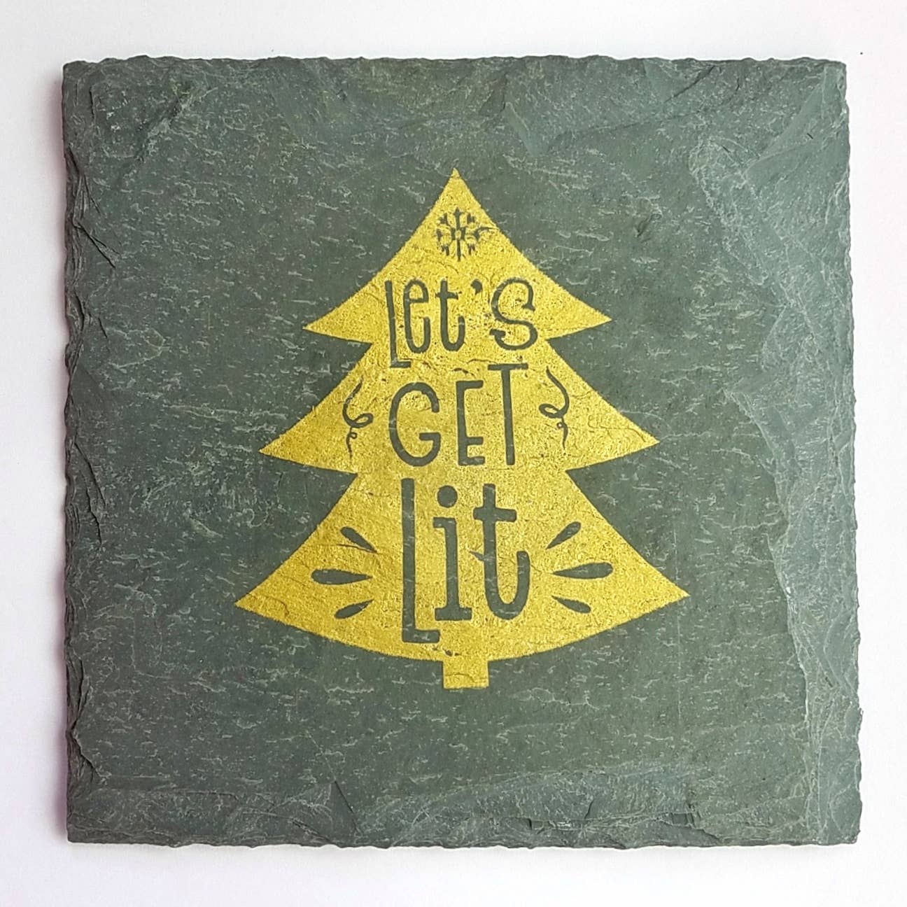 Cheers Ink - Wholesale Coasters - Let’s Get Lit Holiday Slate Coaster - Christmas0