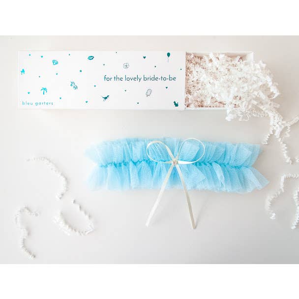 Blue Tulle Garter for wholesale by Bleu Garters