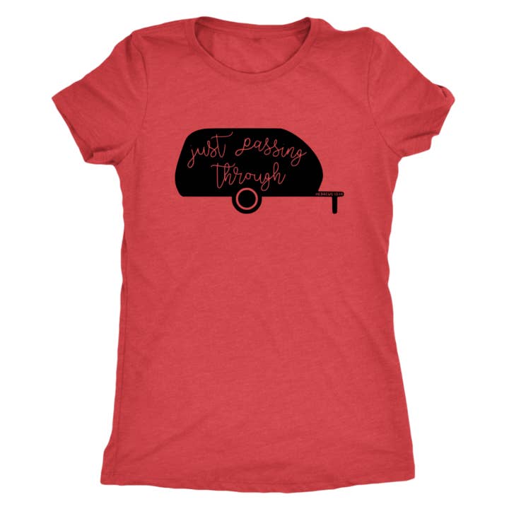 Just Passing Through Adulto - Next Level Womens Triblend Vermelho por atacado de A Quiver Full