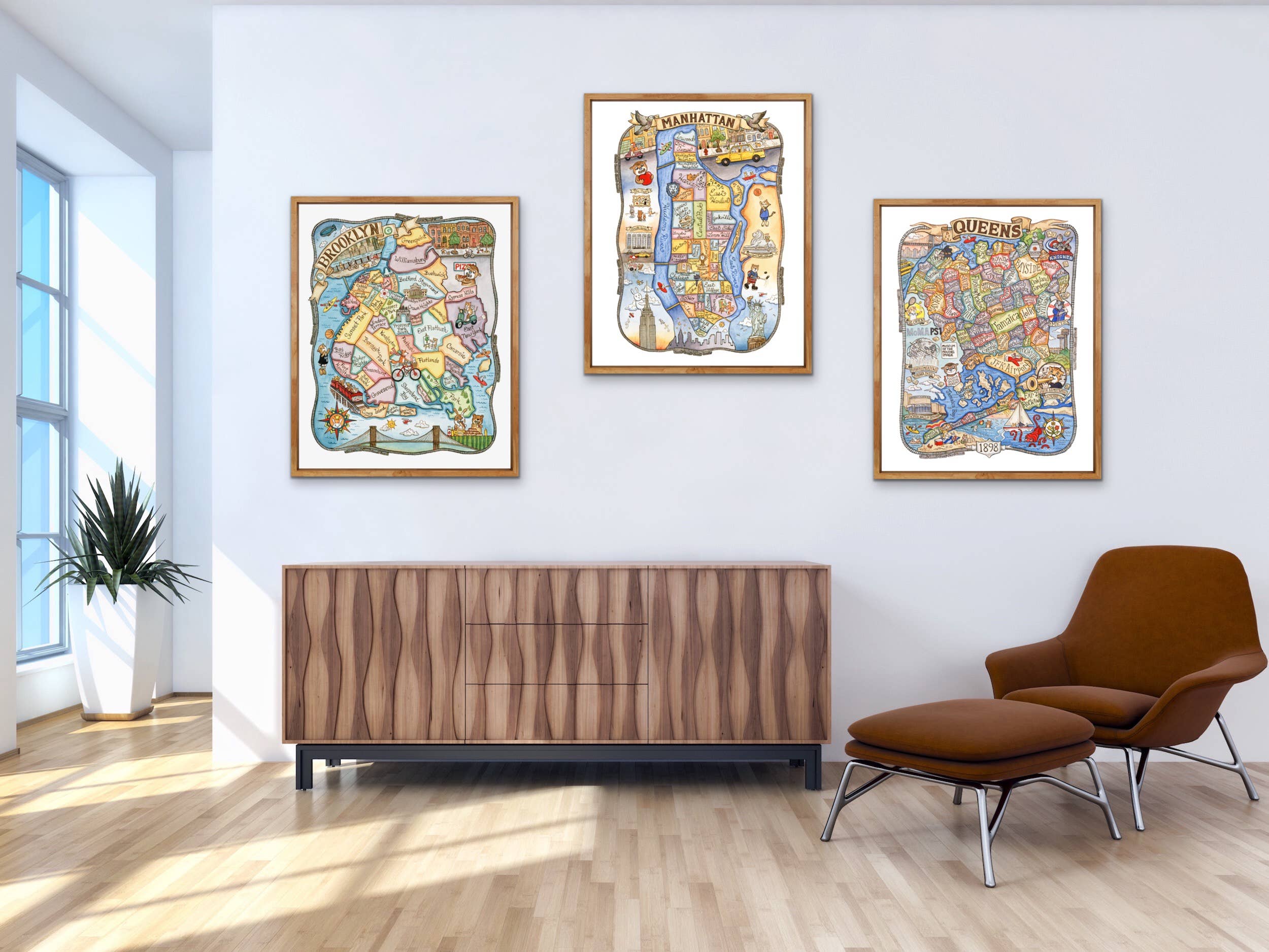 SepiaLepus Illustration - Wholesale Art Print - 16" x 20" Brooklyn NYC Map Art Print2