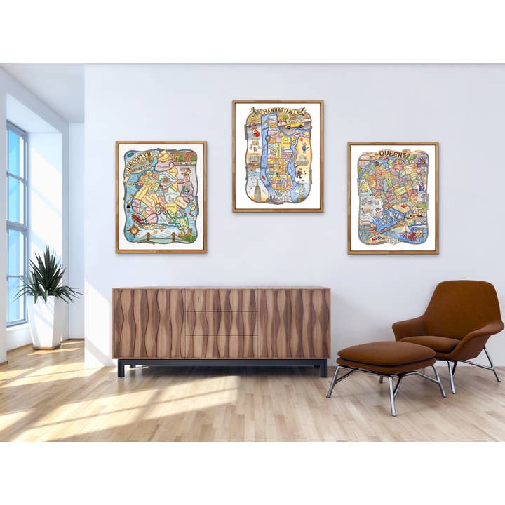 SepiaLepus Illustration - Wholesale Art Print - 16" x 20" Brooklyn NYC Map Art Print2
