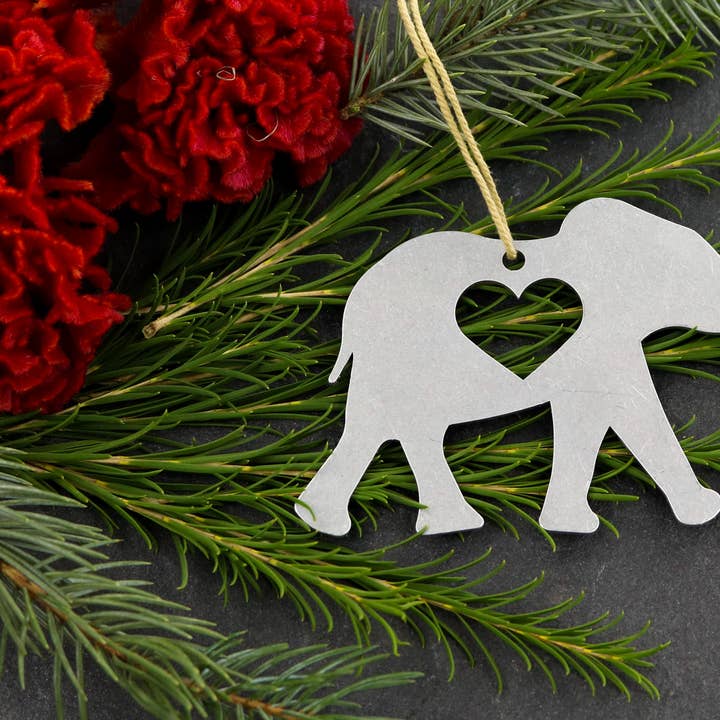Elephant Metal Holiday Gift Christmas Ornament for wholesale by Iron Maid Art