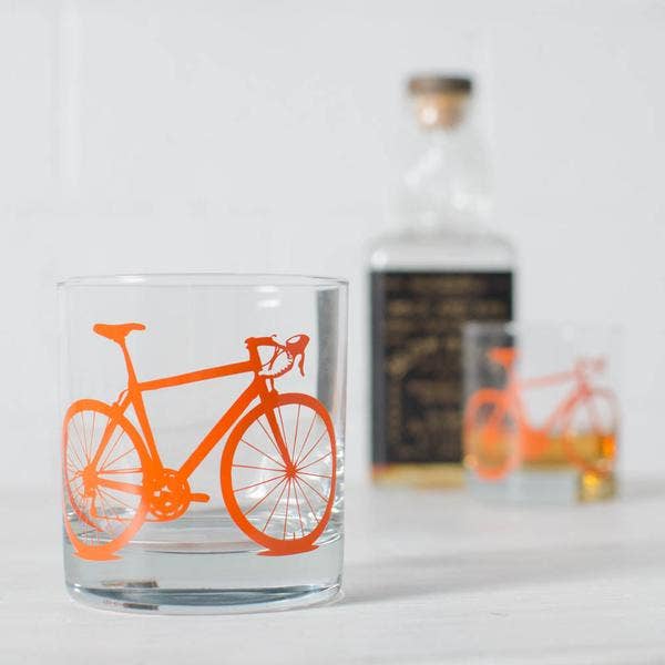 Vital Industries - Wholesale Cocktail/Liquor Glass - Bicycle Rocks Glasses, screen printed bike4