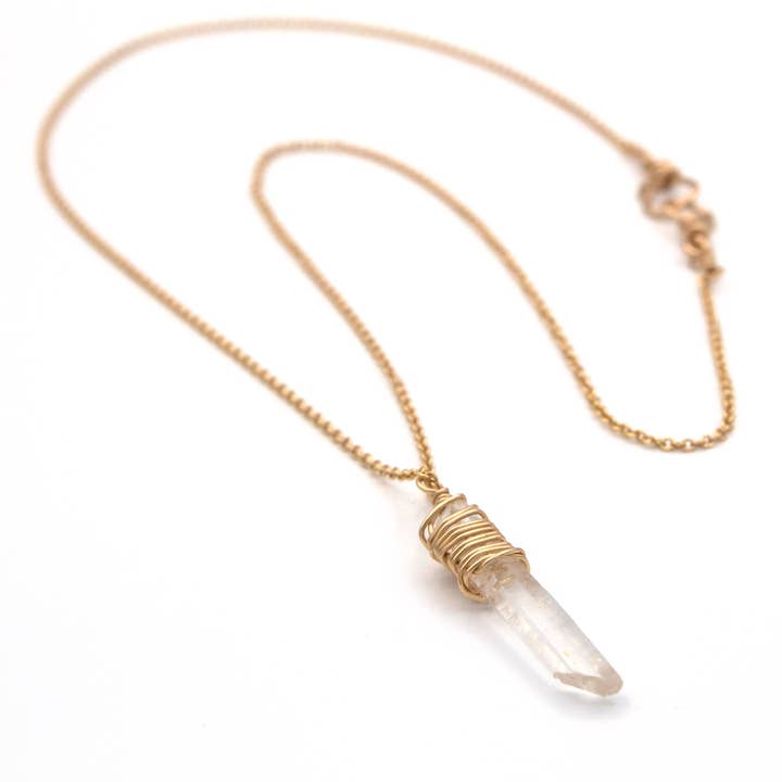 Crystal and Gold - Wholesale Pendant/Charm Necklace - Lemurian Quartz Crystal Necklace2
