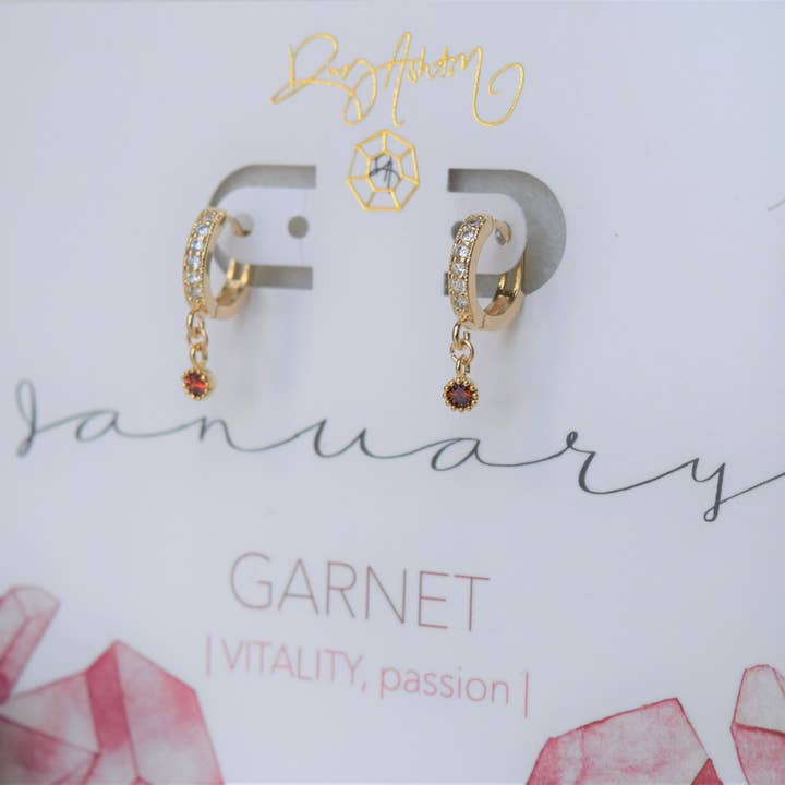 Garnet Huggie Earring - January for wholesale by Rory Ashton Jewelry
