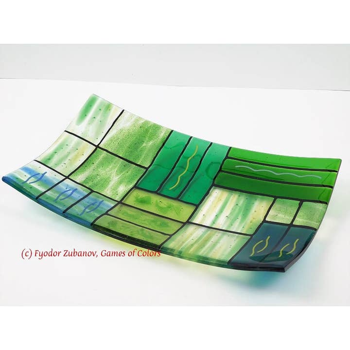 Placa rectangular de vidrio fundo verde para venta al por mayor de Games of Colors