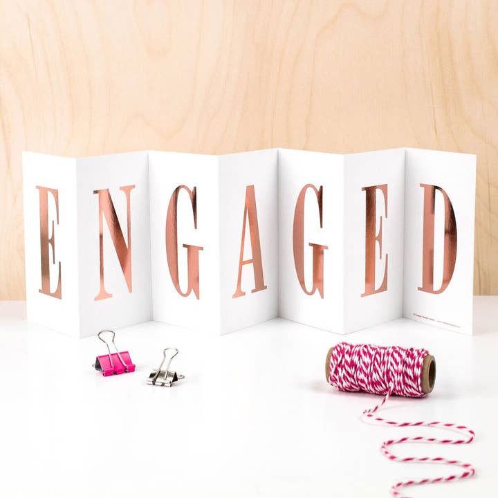 Engagement Card, Luxury Foiled Concertina Fold-Out Banner for wholesale by Coulson Macleod (U.S. Duties Paid)