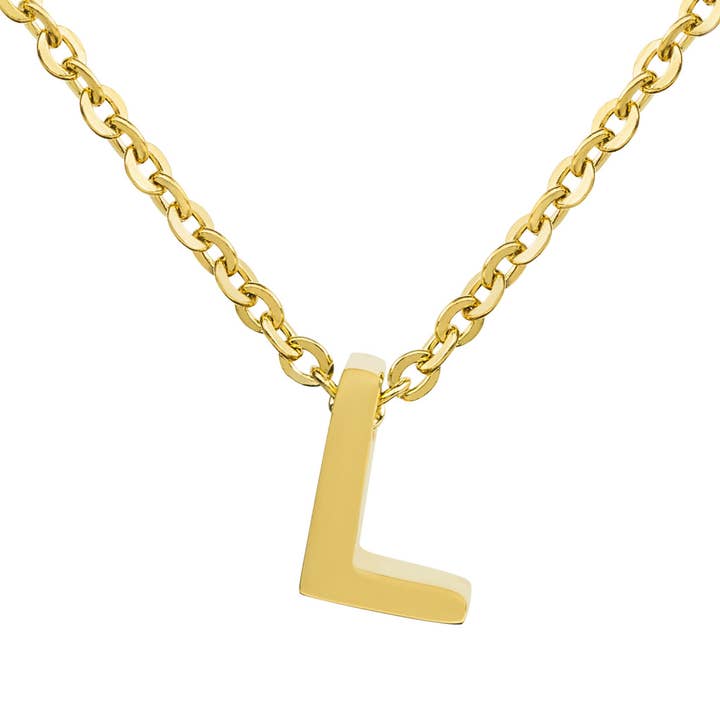 West Coast Jewelry - Wholesale Pendant/Charm Necklace - 18k Gold Overlay Initial Stainless Steel Necklace1