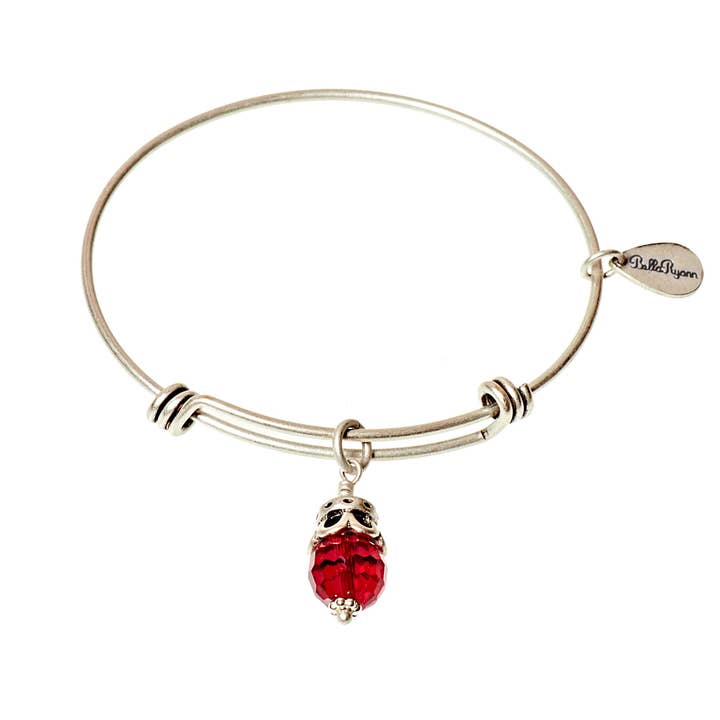 January Expandable Bangle Charm Bracelet in Silver for wholesale by BellaRyann