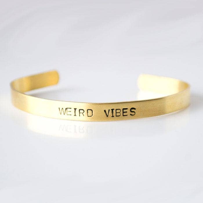 Werid Vibes, Brass Cuff for wholesale by Grey Theory Mill