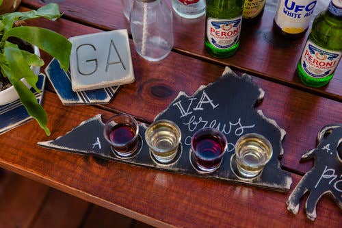 Grace Graffiti - Wholesale Drinking Glass/Cup - State Chalkboard Wooden Flight with Set of 4 Glasses3