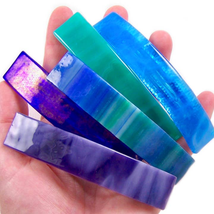 Glass Town USA - Wholesale Barrette - Women's - Barrettes Stained Glass Cool Colors Large Size1