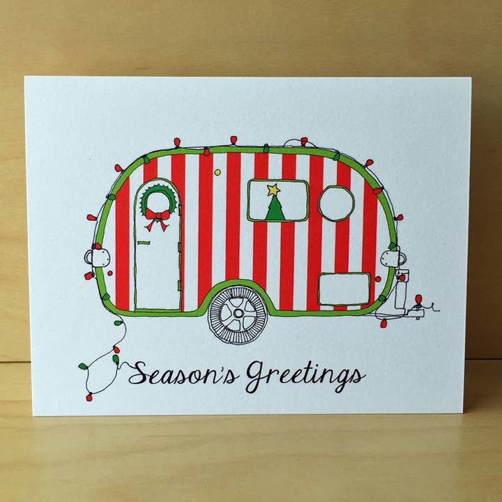 Candy Cane Camper Holiday Card for wholesale by Rachelink Cards & Illustrations