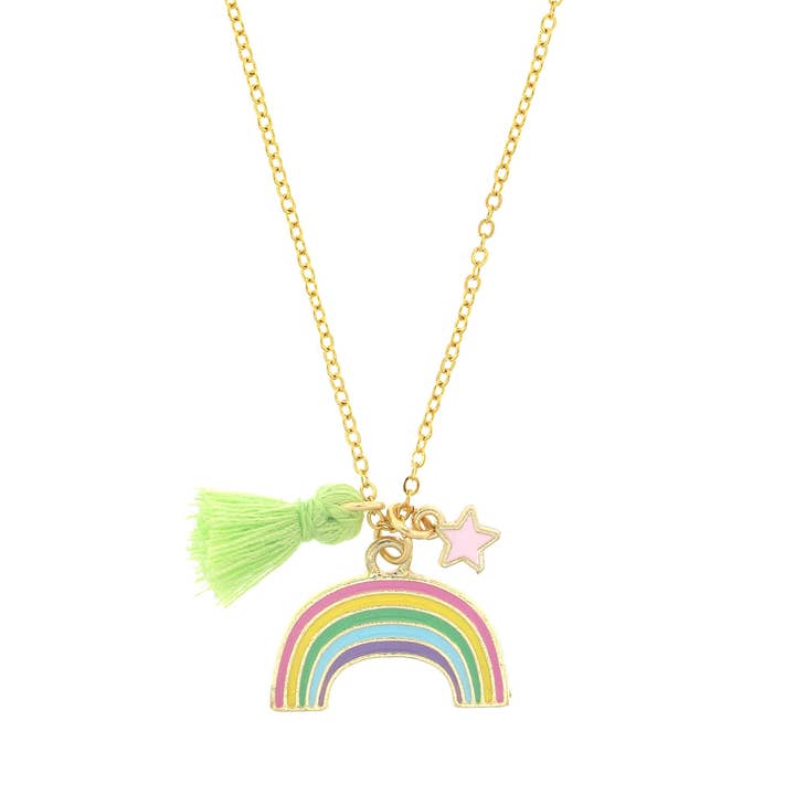 Collier à pompons, arc-en-ciel, étoile amusant au soleil pour la vente par Sadie’s Moon