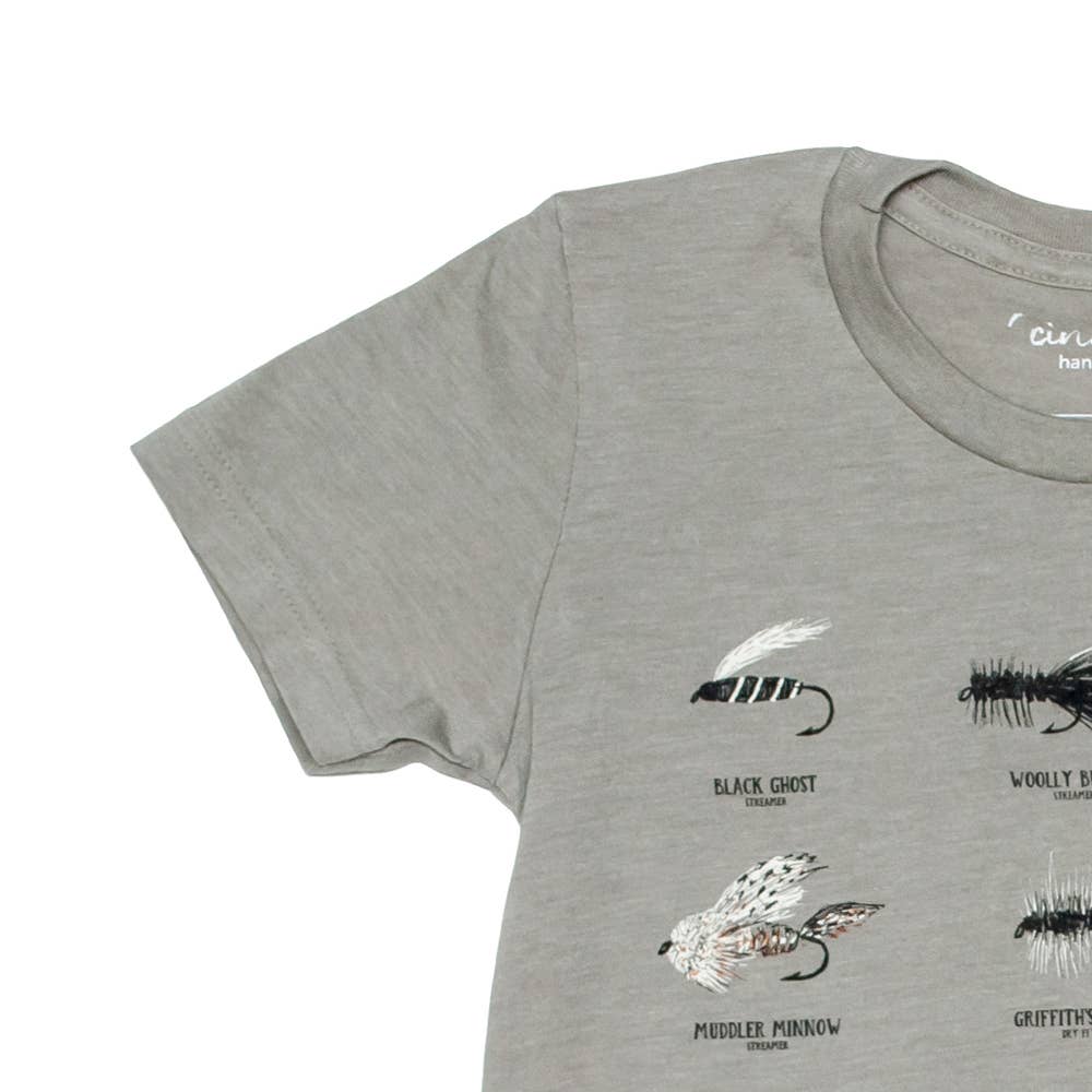 Cinder + Salt – wholesale Screen-printed t-shirt – Kids – Kids Fly Fishing Lures Tee2
