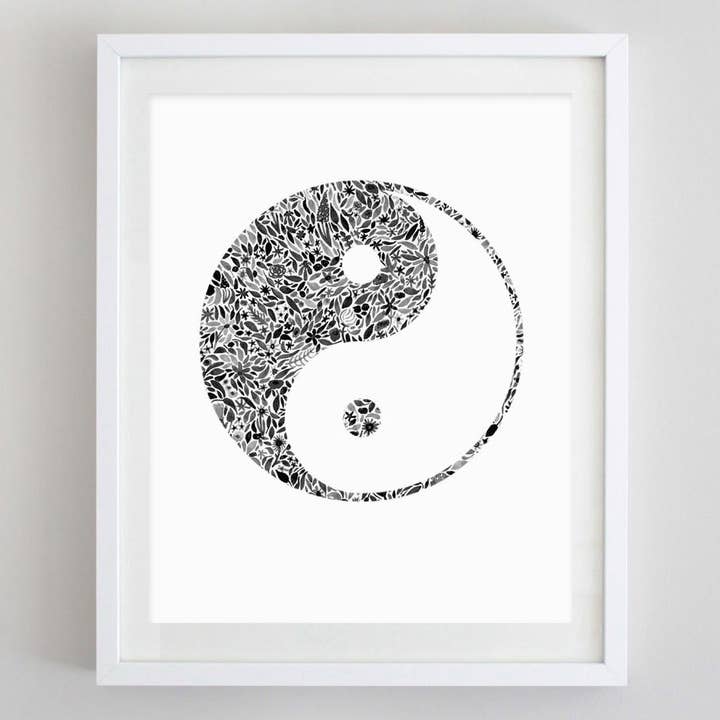 Yin Yang Floral Watercolor Print for wholesale by Carly Rae Studio