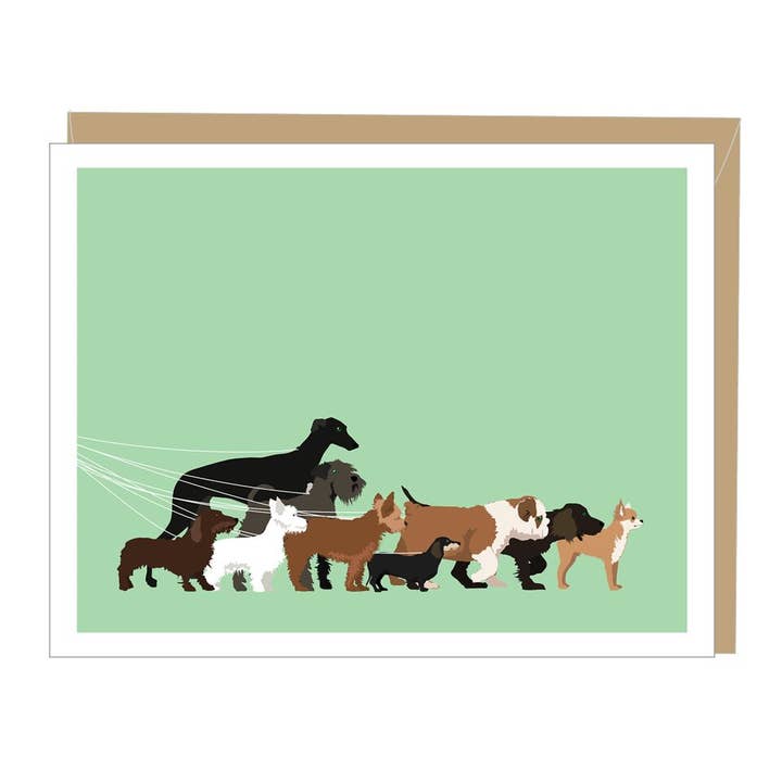 Dogwalk Blank Card (single or boxed) for wholesale by Apartment 2 Cards