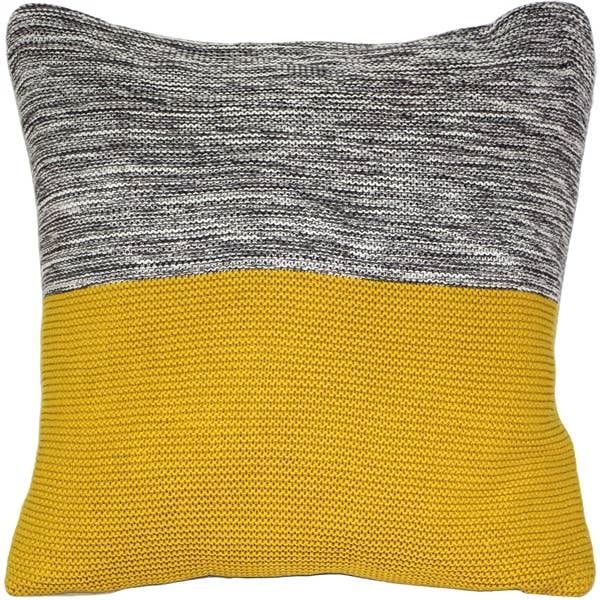 18" x 18" Hygge Espen Yellow Knit Pillow for wholesale by Pillow Decor