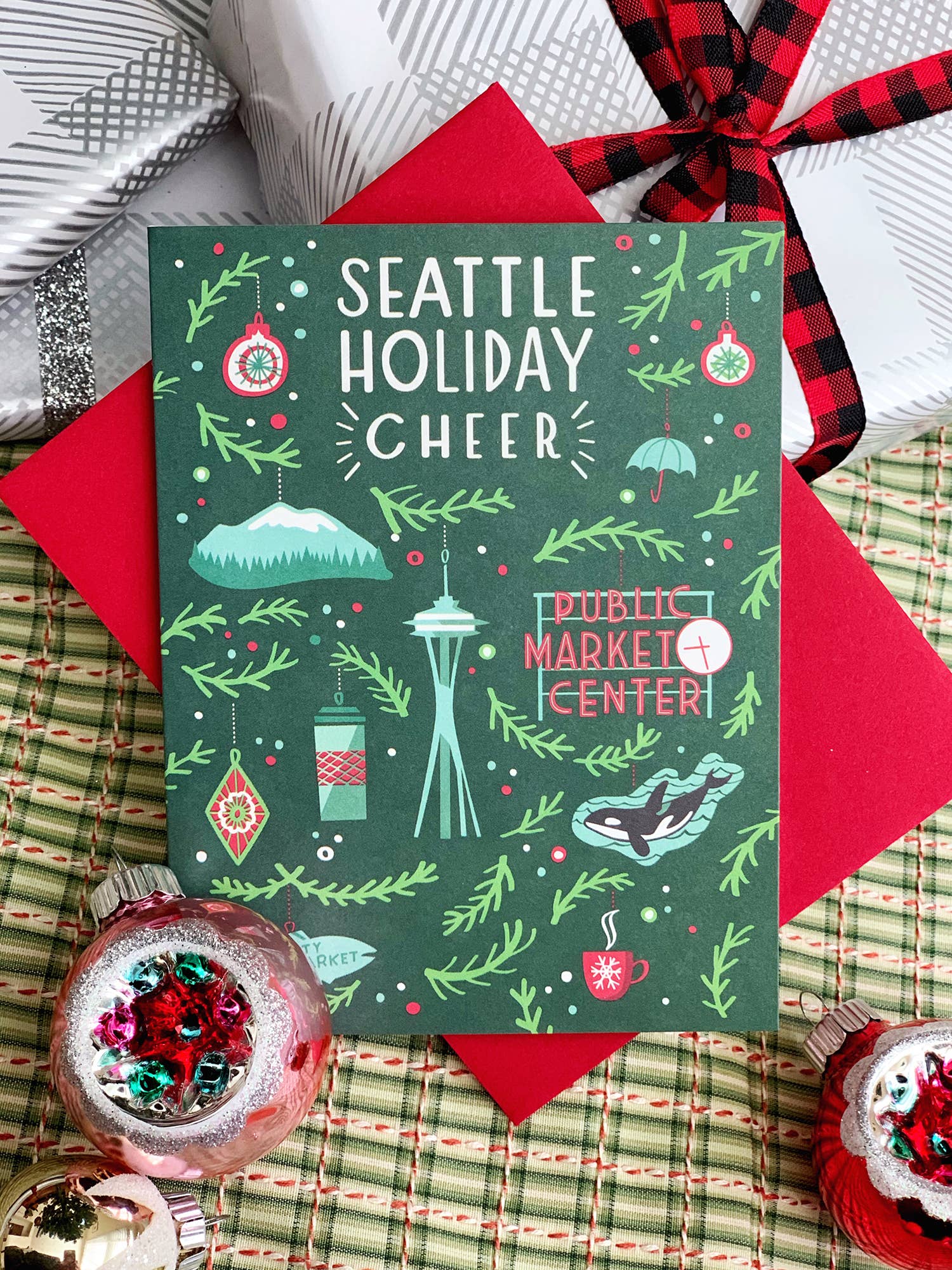 Paper Parasol Press - Wholesale Christmas Card - Seattle Holiday Cheer Ornaments1