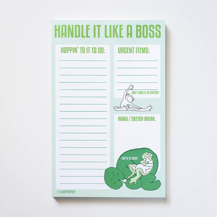 Handle It Like a Boss Frog Desk Notepad 50 Sheets for wholesale by ILOOTPAPERIE