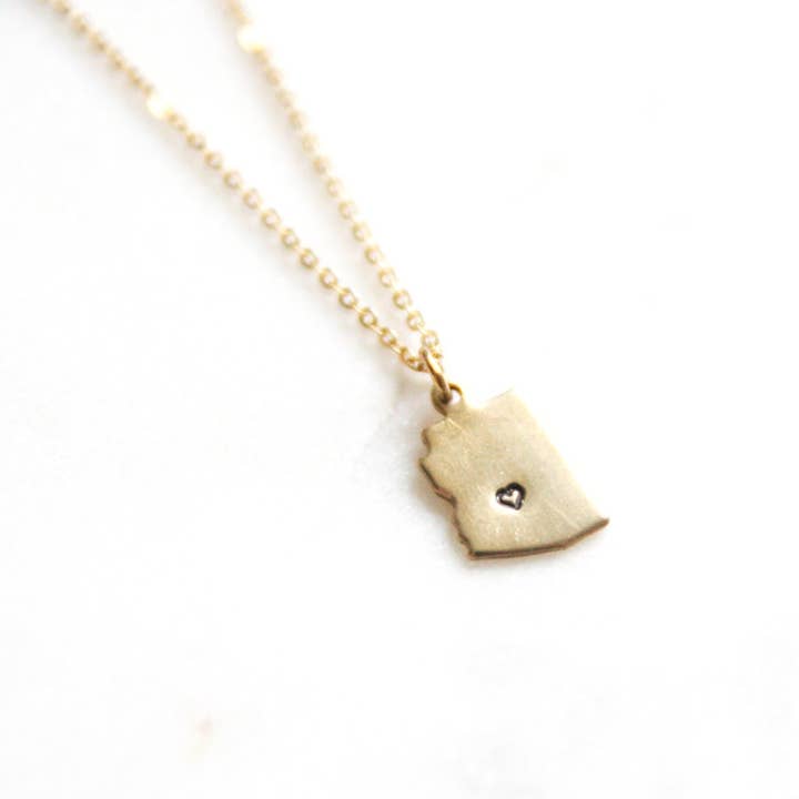 Arizona - Custom State Heart Necklace for wholesale by Peachtree Lane Co.