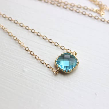 Dainty Aquamarine Blue Necklace for wholesale by Laalee Jewelry