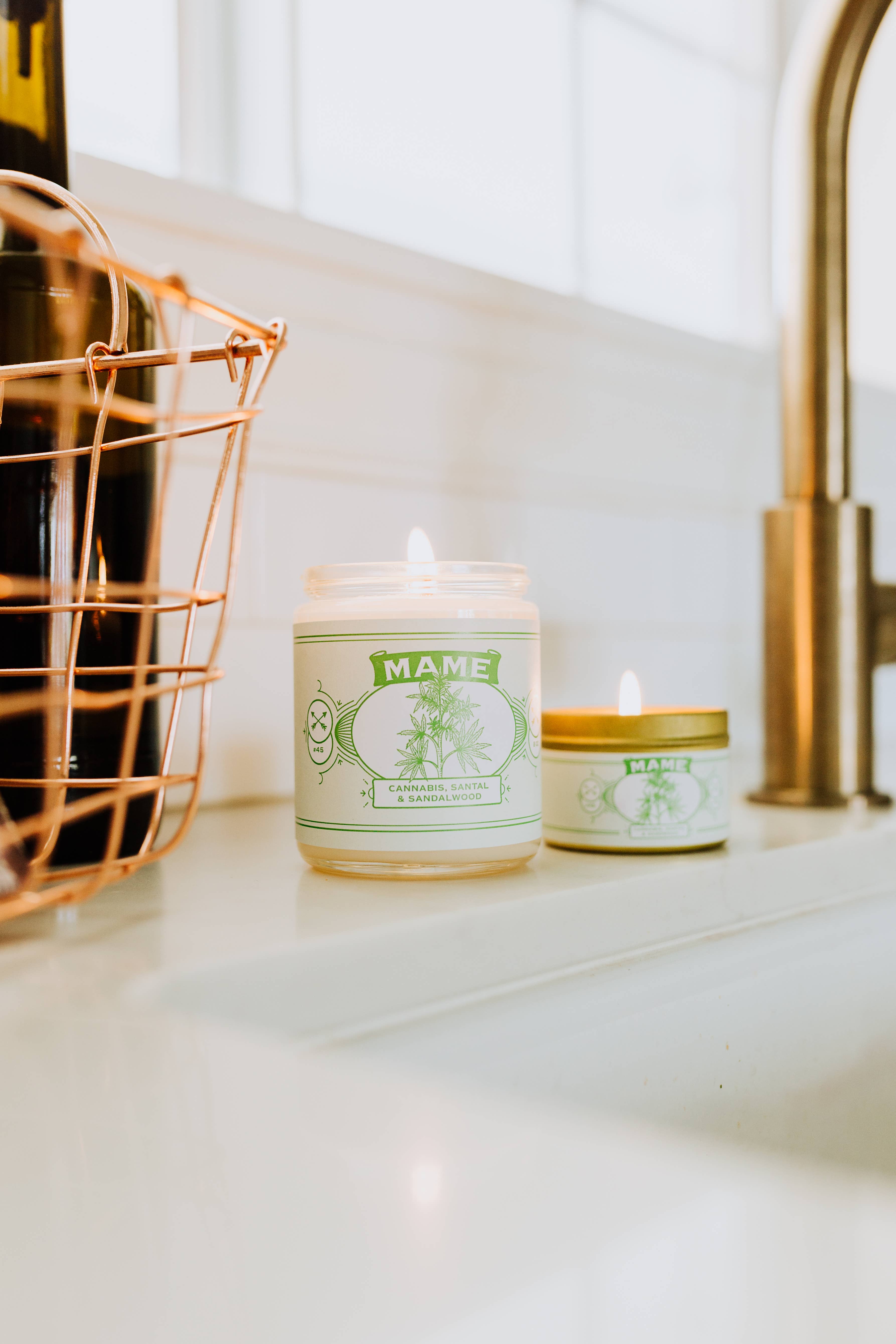 MAME Soy Candles – wholesale Burkljus – Cannabis, Santal, Sandelträ 8 oz burk/fyllt ljus2