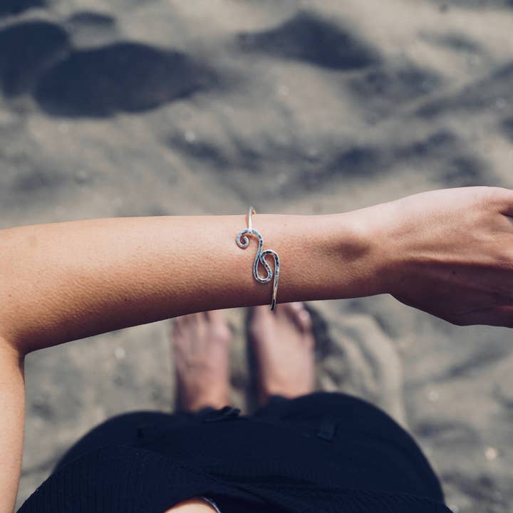 Krystyna's Silver - Wholesale Bangle Bracelet - Sterling Silver Hand Hammered Wave Bracelet1