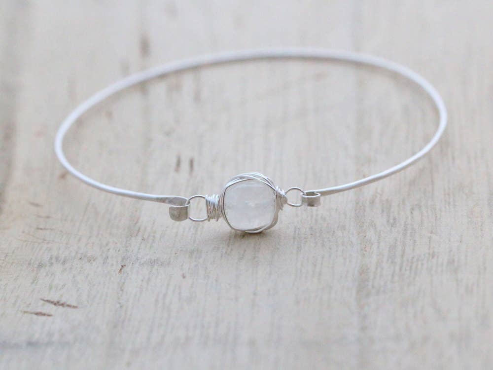 Saressa Designs - Vente Bracelet jonc - Bracelet empilable pierre précieuse - Pierre de lune2