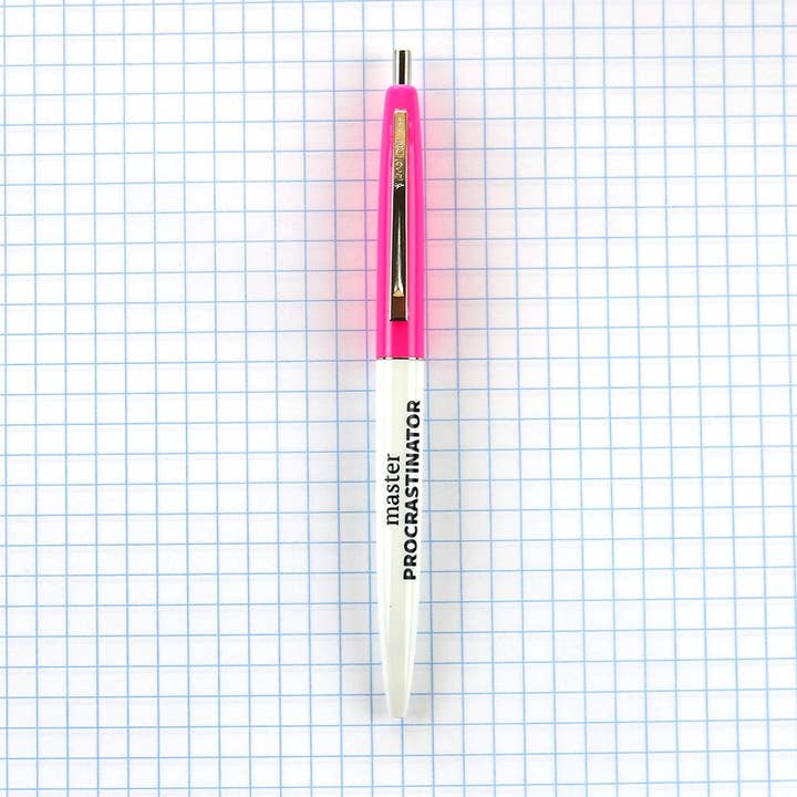Hot Pink - Master Procrastinator Pen for wholesale by Public School Paper Co.