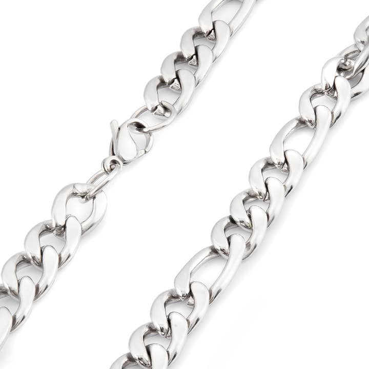 West Coast Jewelry - Wholesale Link & chain necklace - Stainless Steel Figaro Chain Necklace (9mm)1
