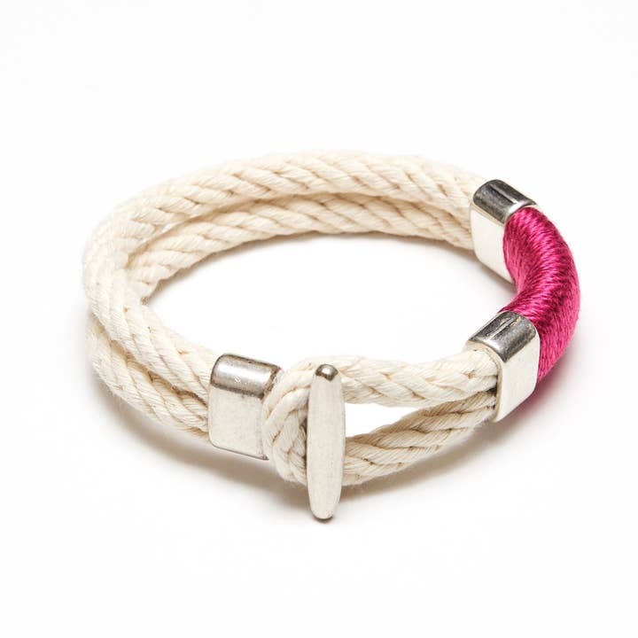 Cambridge - Ivory/Pink/Silver - Nautical Rope Bracelet for wholesale by Allison Cole Jewelry