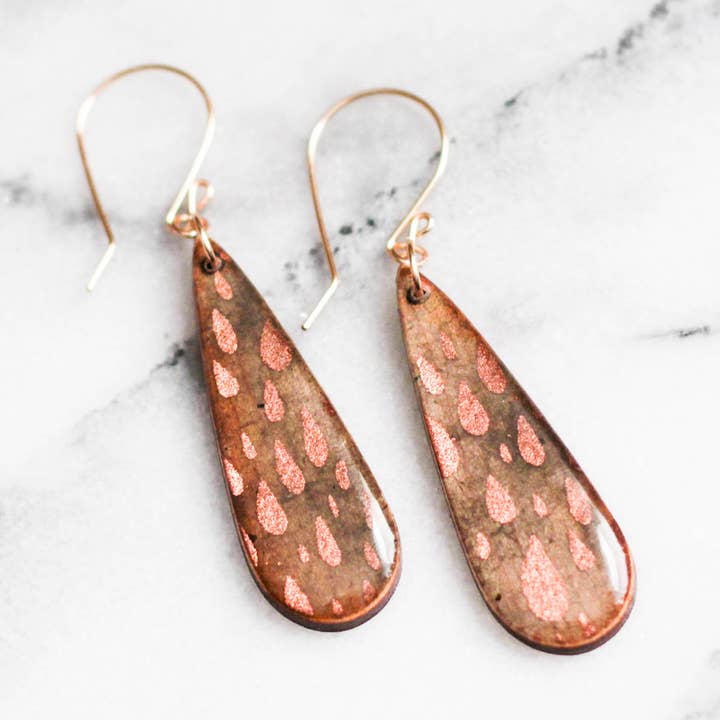 Copper Rain Teardrop Earrings for wholesale by No Man's Land