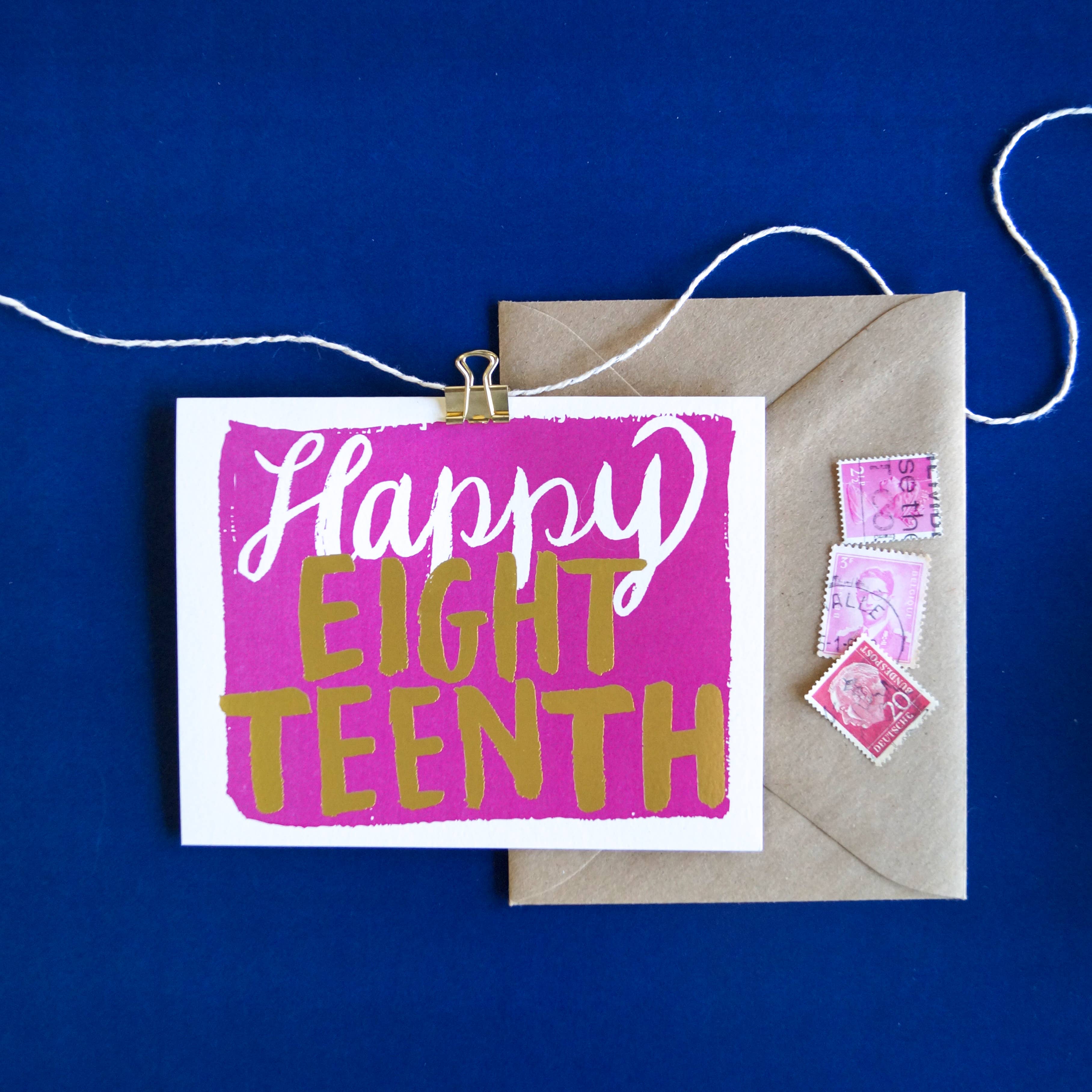 9th Letter Press - Wholesale Birthday Card - Happy Eighteenth - Birthday Card1