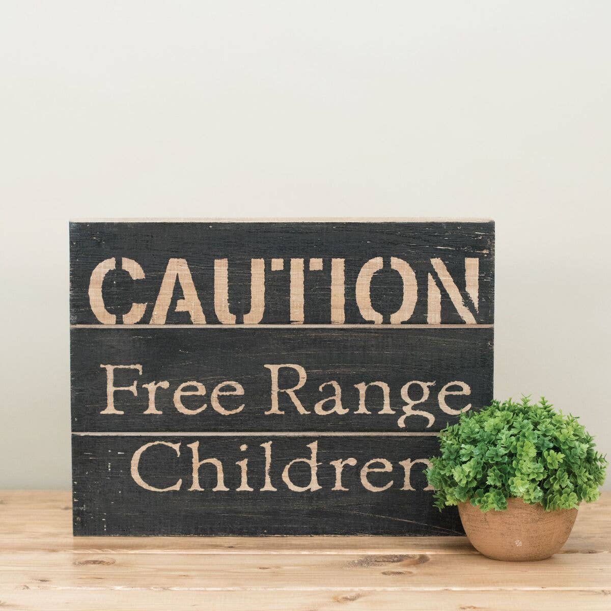 Foreside Home & Garden - Wholesale Sign - Rustic "Caution Free Range Children" Wood Wall Decor1